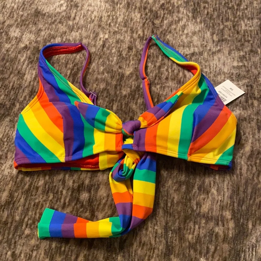 Rainbow Stripe Swim Top Hot Topic‎